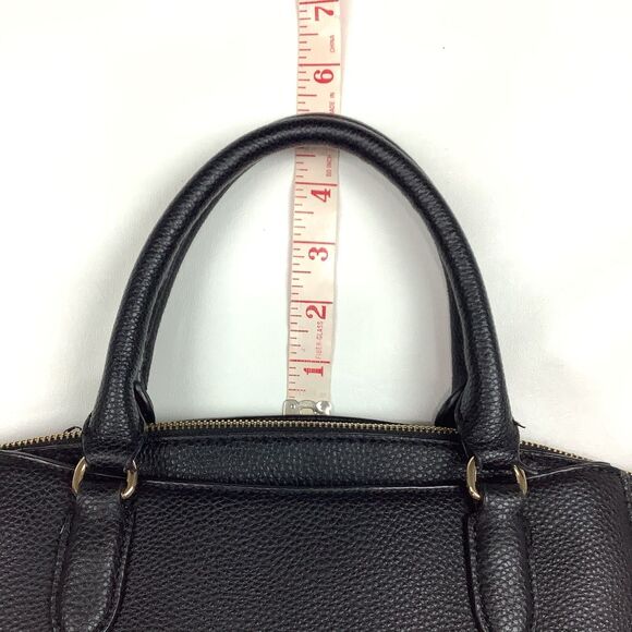 Nine West Josie Black Satchel Handbag Purse Pebble Vegan Leather Modern Classic - Picture 9 of 16